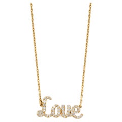 Diamant-Liebes-Anhänger-Halskette aus massivem 18-karätigem Gold
