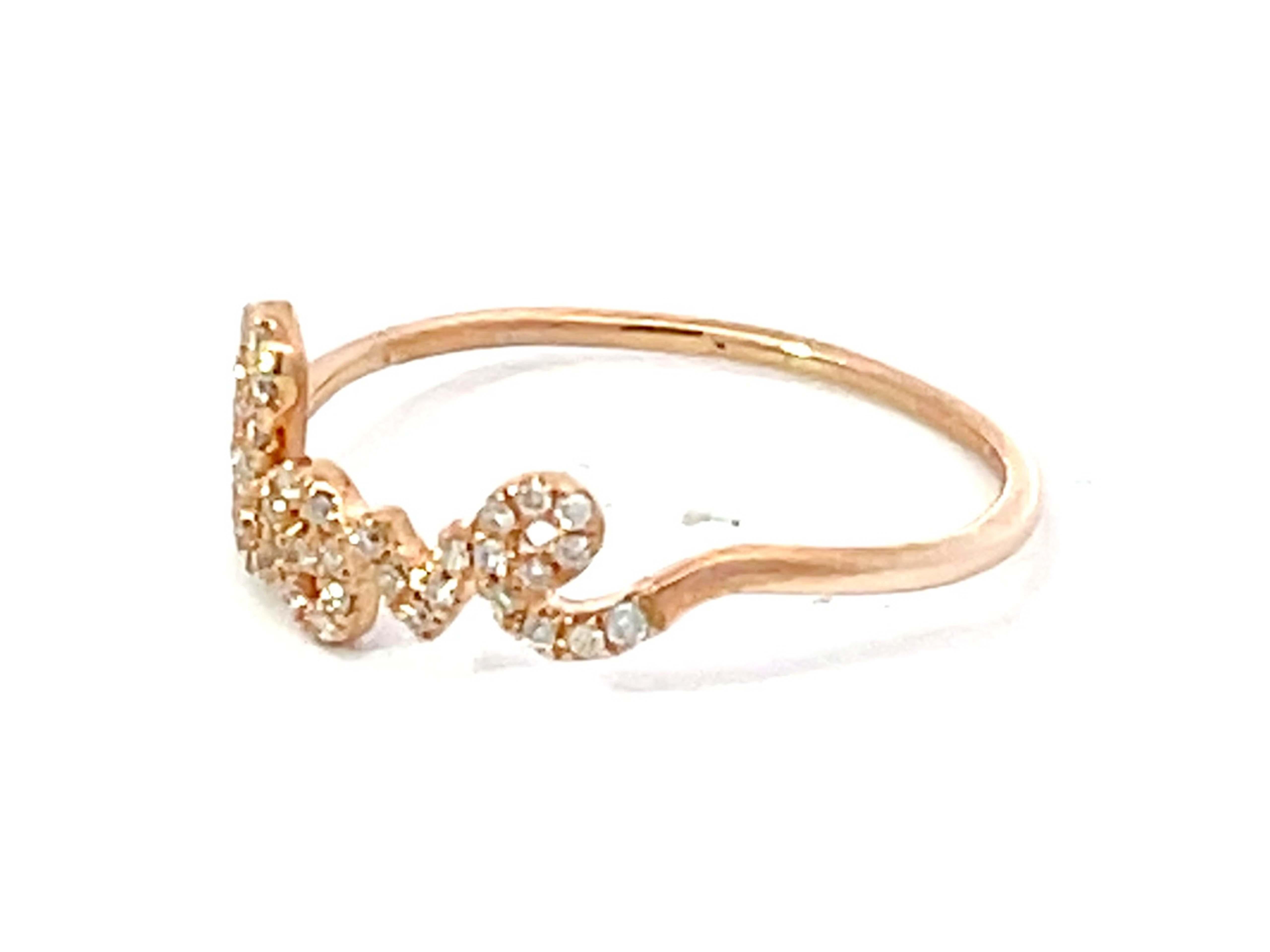 Brilliant Cut Diamond Love Ring in 14K Rose Gold For Sale