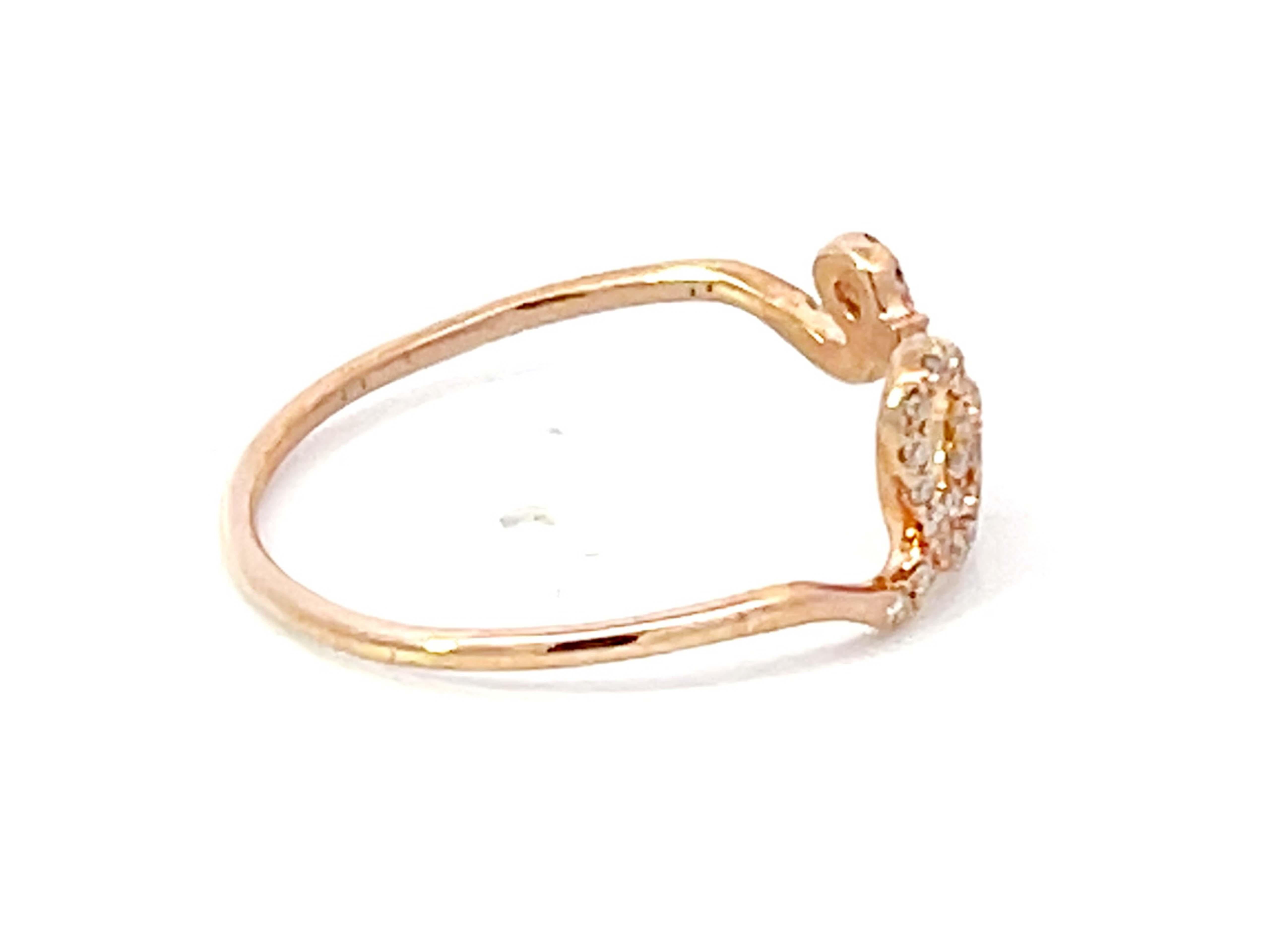 Diamond Love Ring in 14K Rose Gold In Excellent Condition For Sale In Honolulu, HI