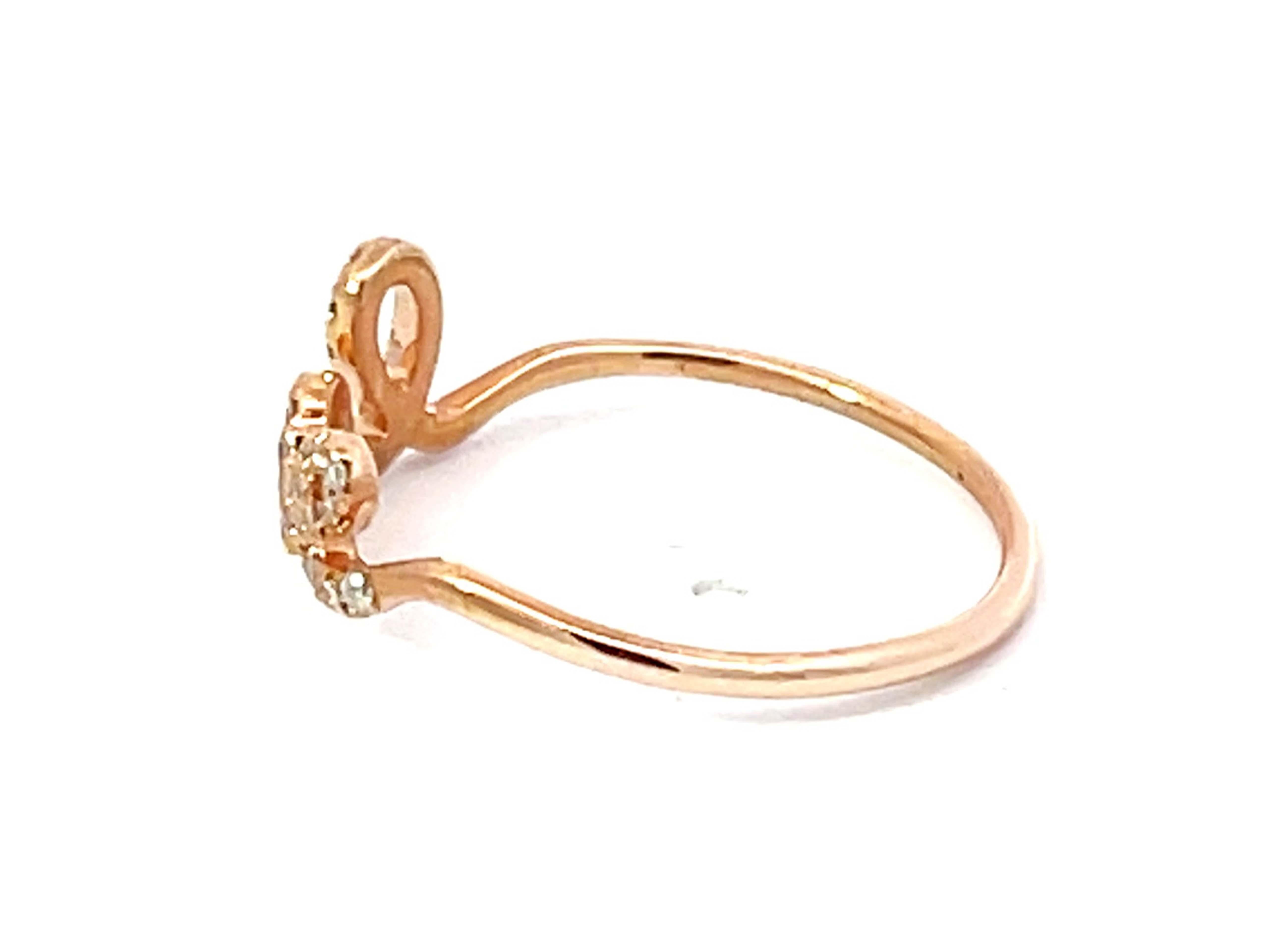 Women's Diamond Love Ring in 14K Rose Gold For Sale