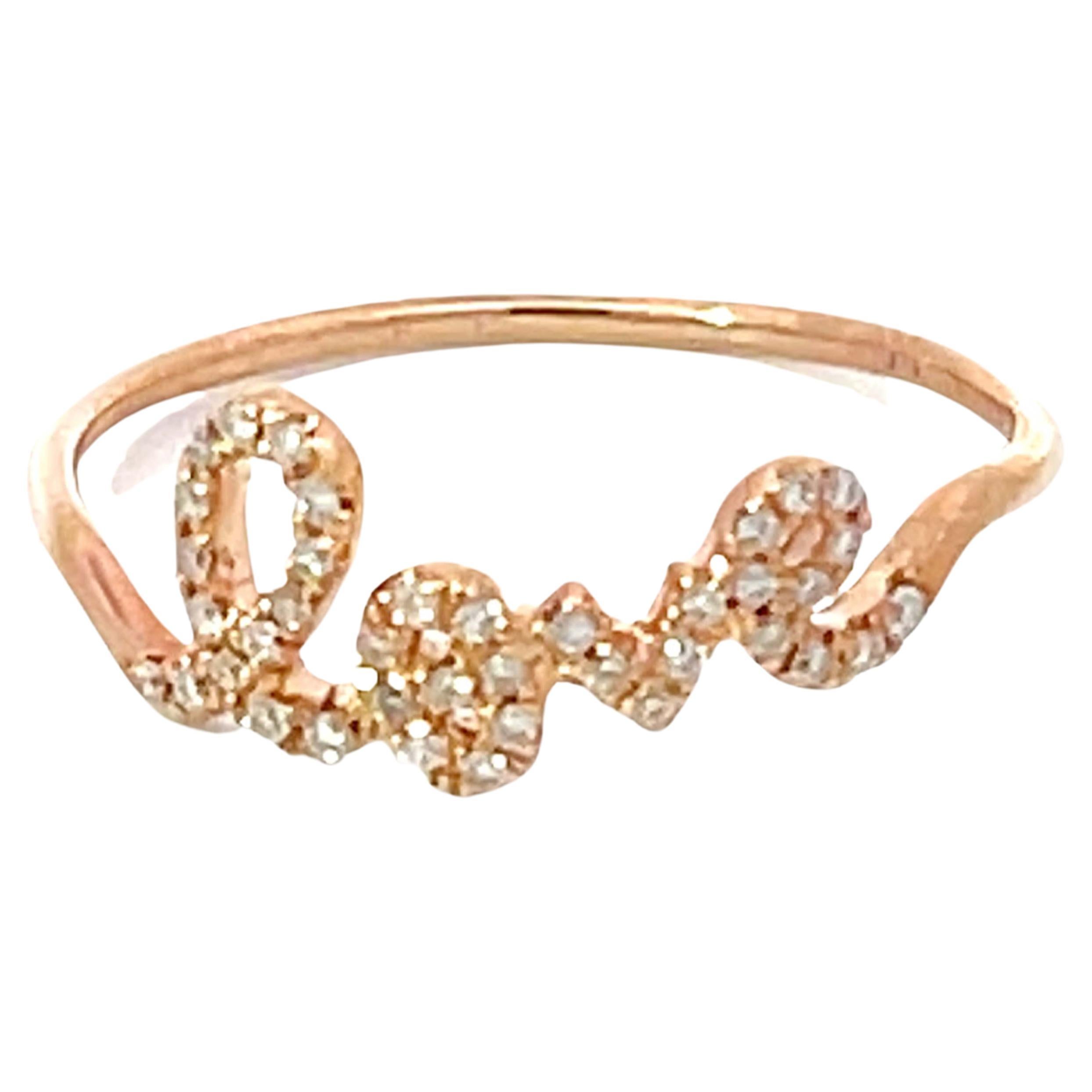 Diamond Love Ring in 14K Rose Gold For Sale