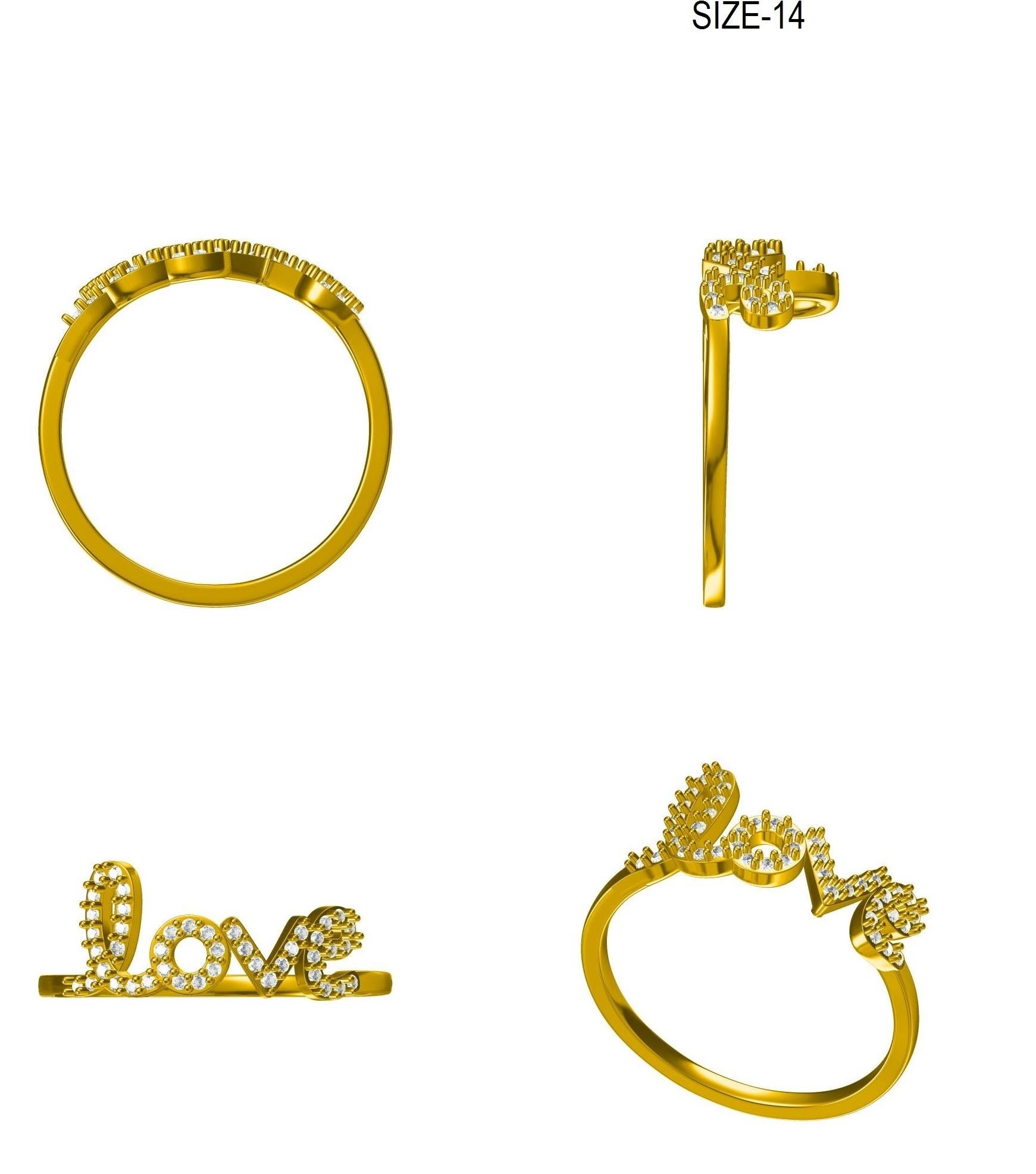 Im Angebot: Diamant Love-Ring aus 18 Karat massivem Gold mit Diamanten () 13