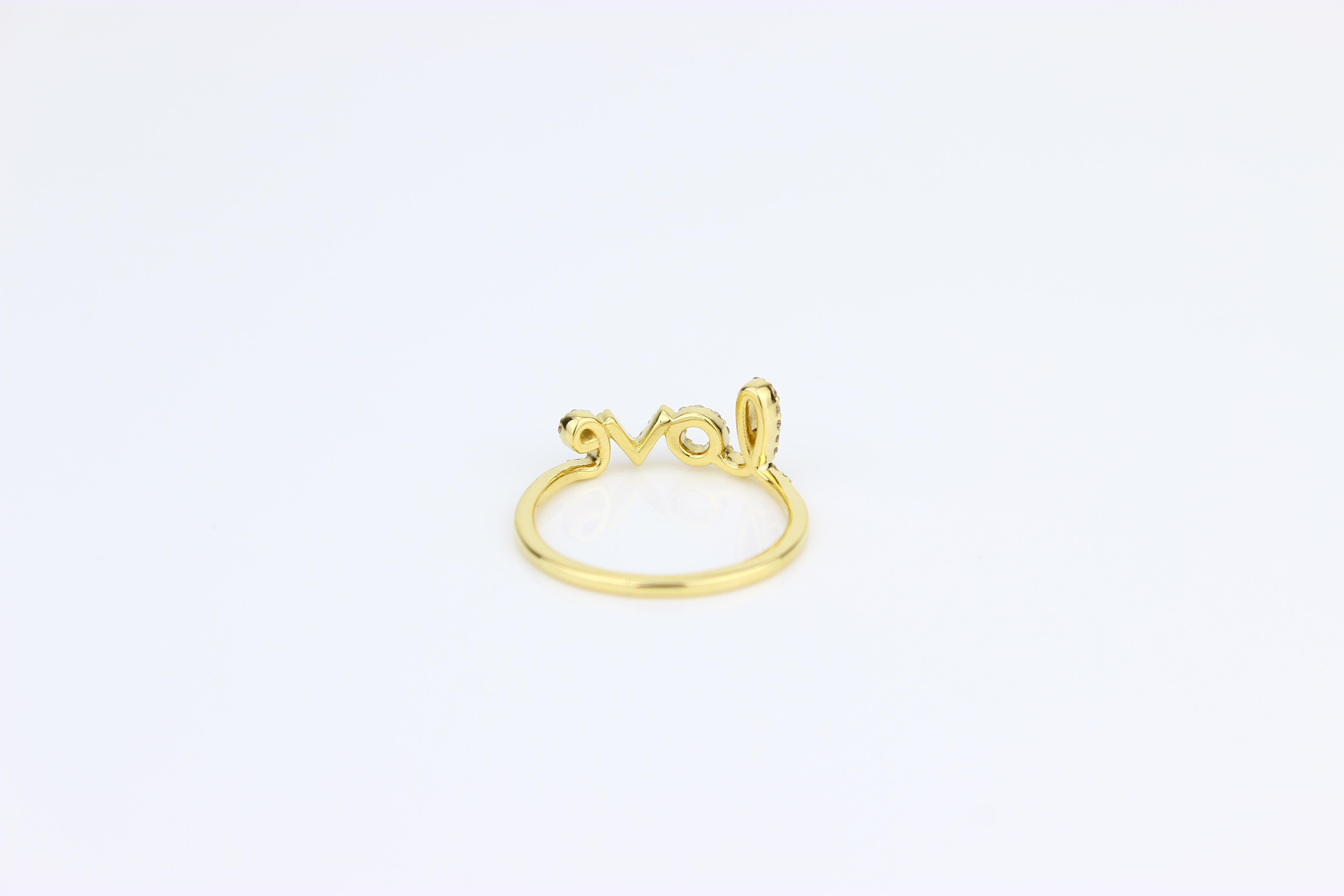 Im Angebot: Diamant Love-Ring aus 18 Karat massivem Gold mit Diamanten () 5
