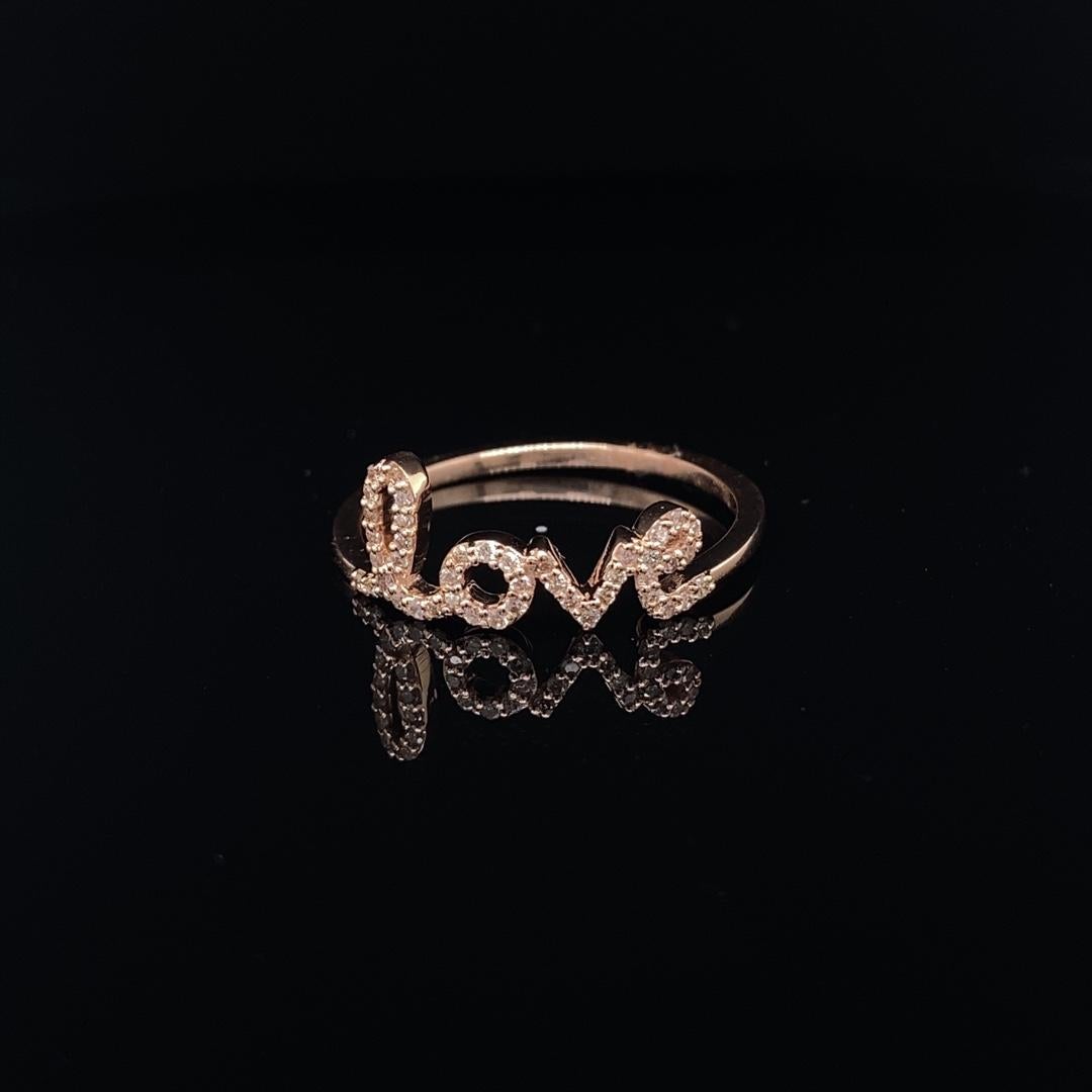 For Sale:  Diamond Love Ring Set In 18K Solid Gold 8