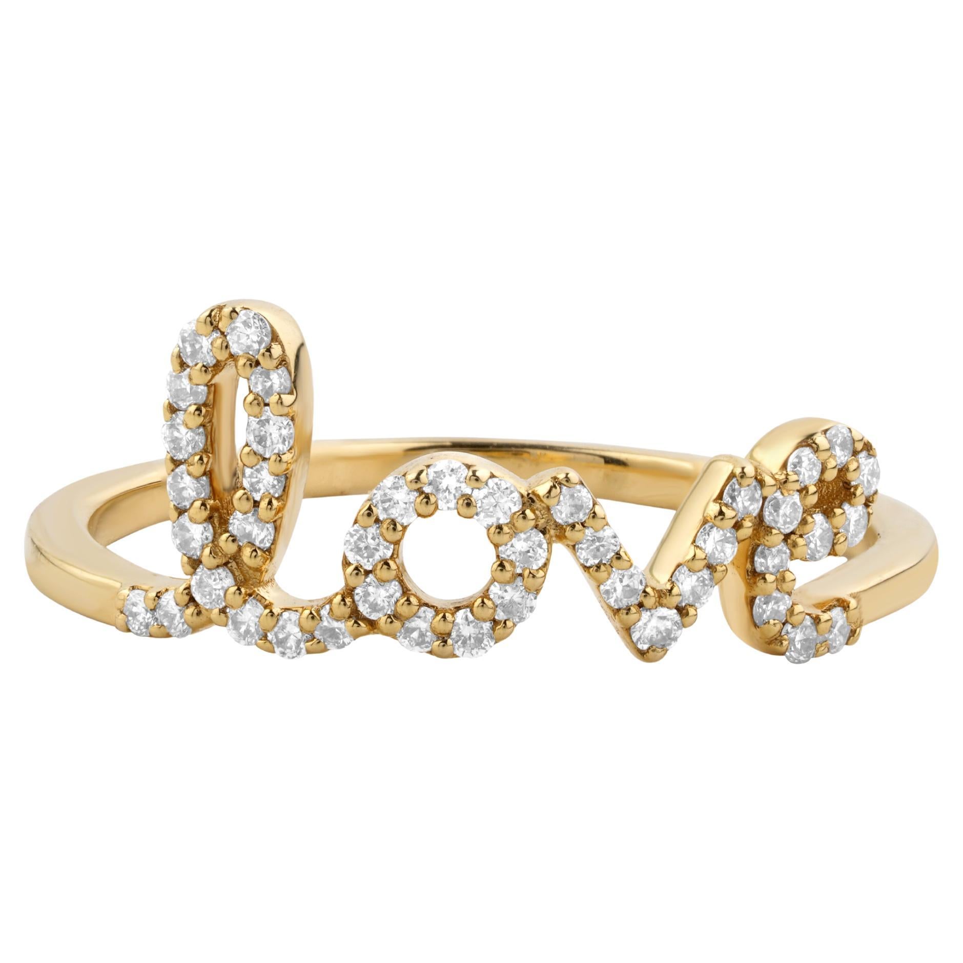 For Sale:  Diamond Love Ring Set In 18K Solid Gold