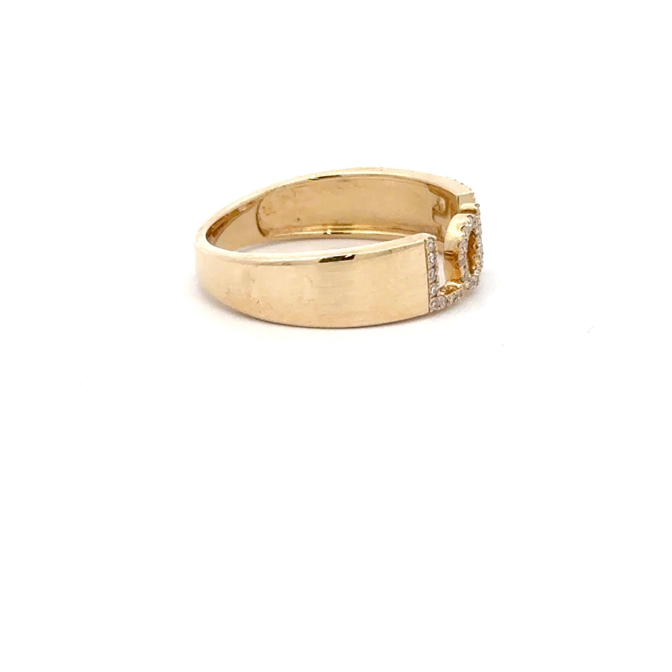 Diamond LOVE Statement Band Ring 0.14 Carats 14 Karat Yellow Gold For Sale 3