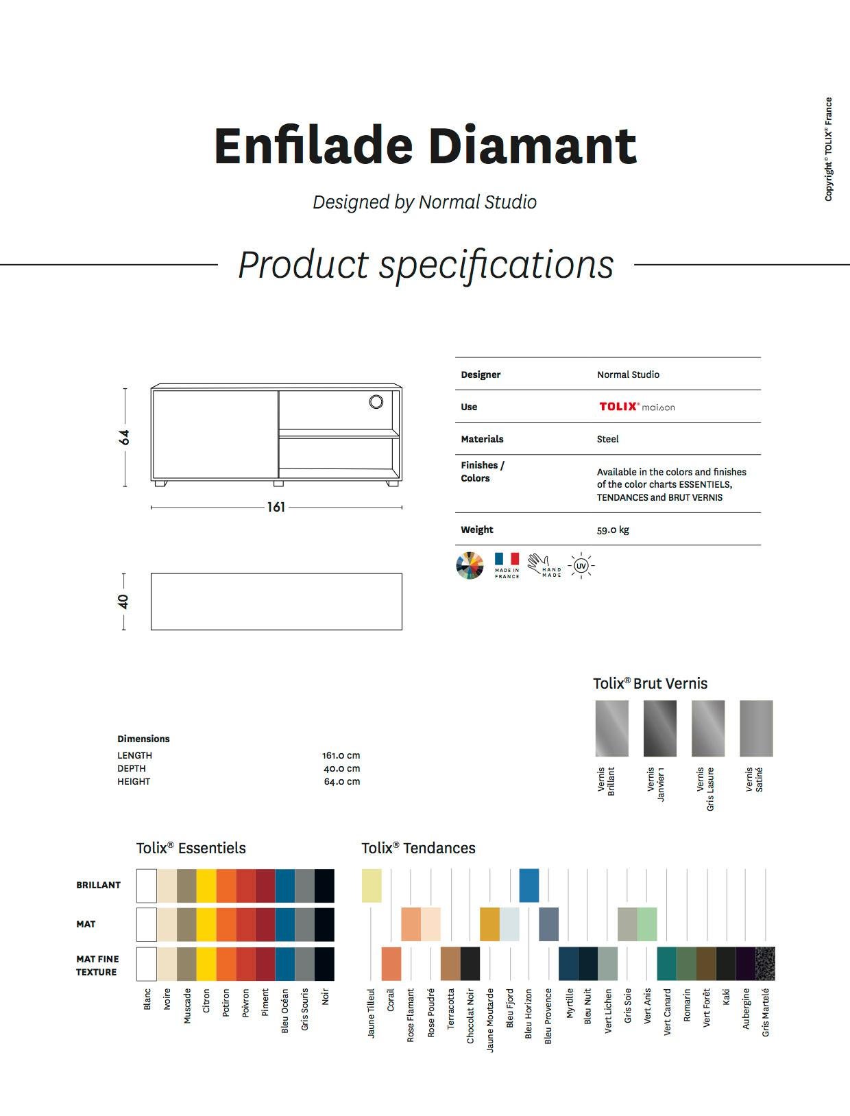 French Diamond Lowboard in Pop Colors by Normal Studio & Tolix For Sale