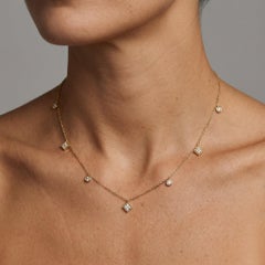 Diamond Luxe Revival 14K (oder 18k auf Anfrage) Gelbgold Station Halskette