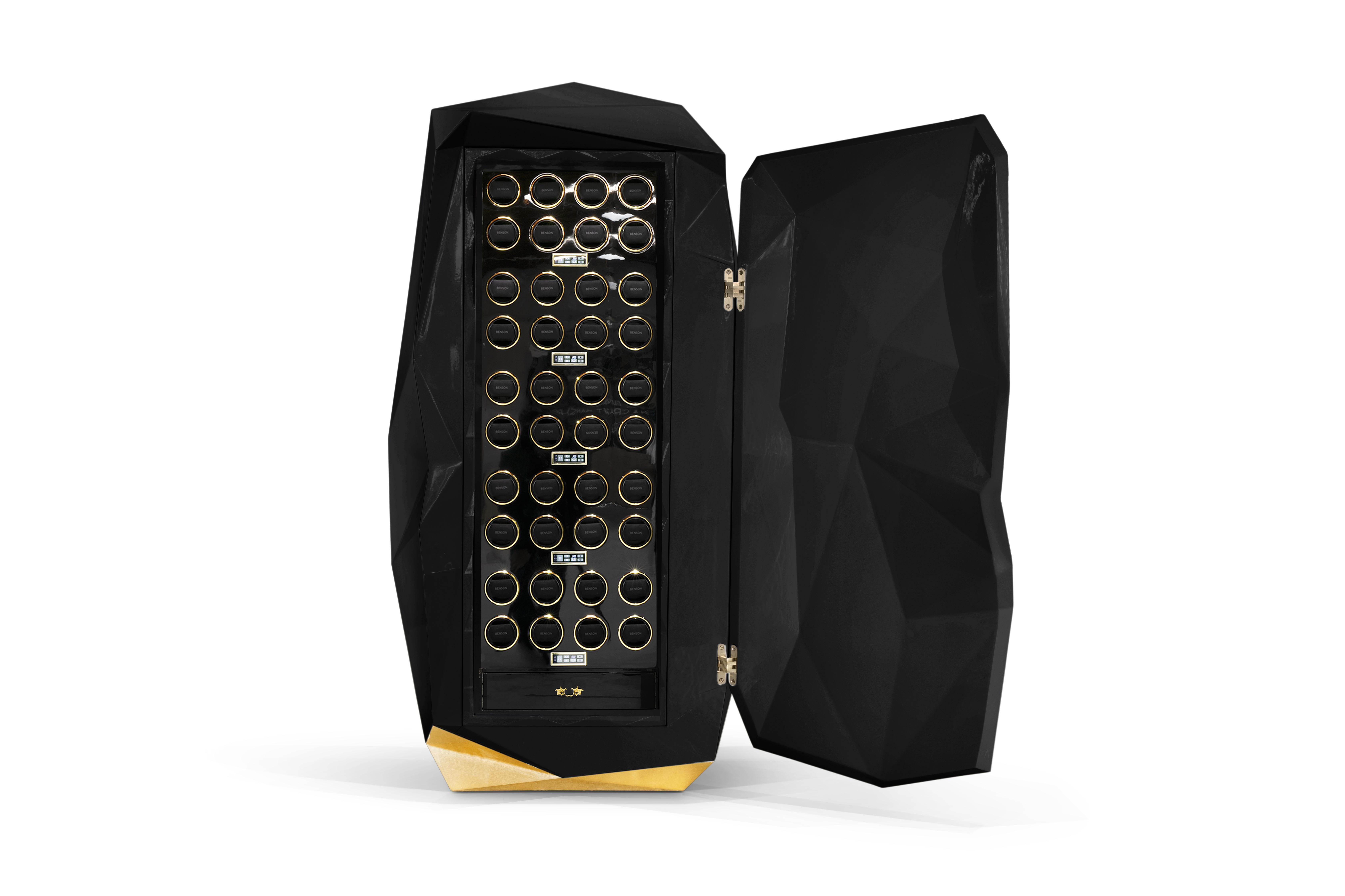 Diamond Black Luxury Safe - Hand-Crafted Wood & Polished Brass - Boca do Lobo For Sale 3