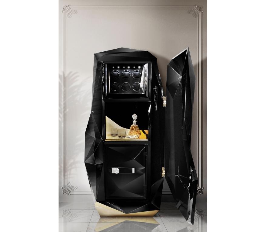 Contemporary Diamond Luxury Safe in Lacquered Fiberglass and Gold Leaf Detail by Boca do Lobo For Sale