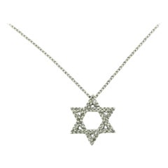 Diamond Magen David Star of David White Gold Pendant Necklace