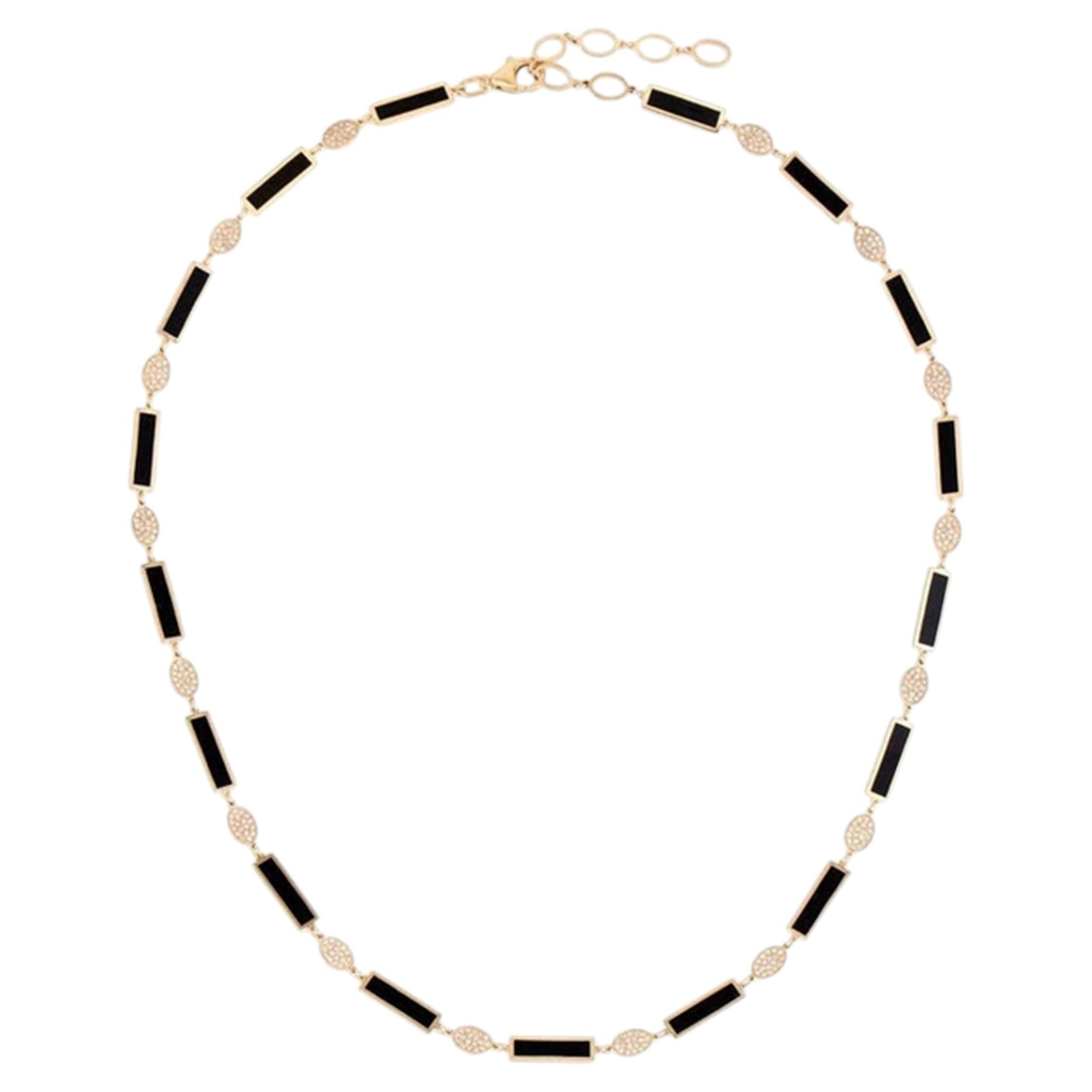 Collana a perni in oro giallo 14 carati con diamante da 0,77 carati e malachite in vendita