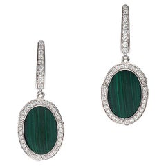 Boucles d'oreilles en malachites diamantées