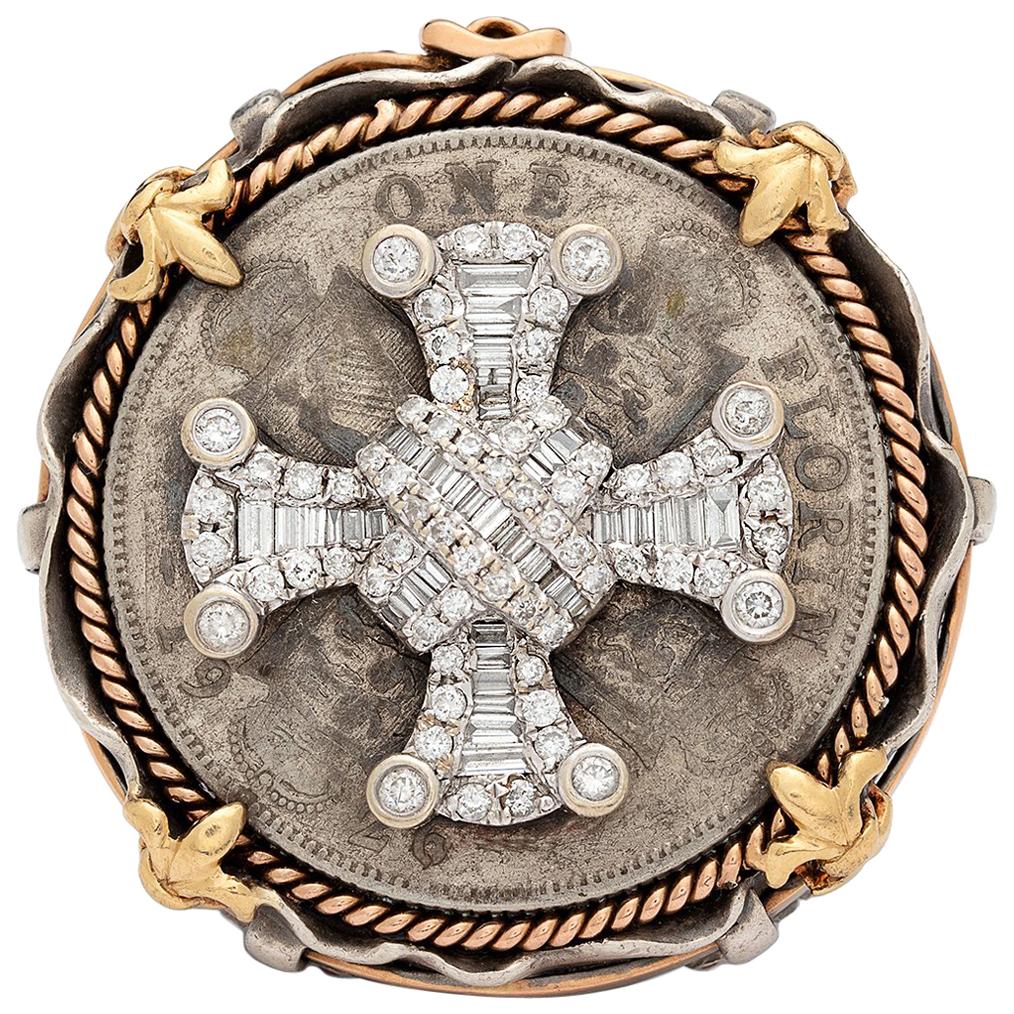 Diamond Maltese Cross "Jeans" Ring