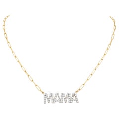Diamond MAMA 14K (or 18K upon request) Yellow Gold Necklace