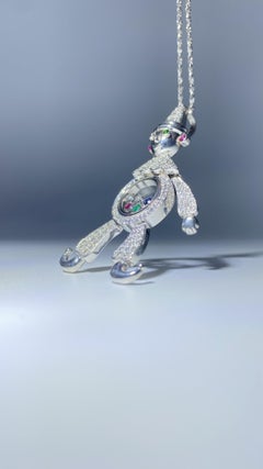 Diamond Man Pendant with Sapphire, Ruby, Emerald 18K Gold