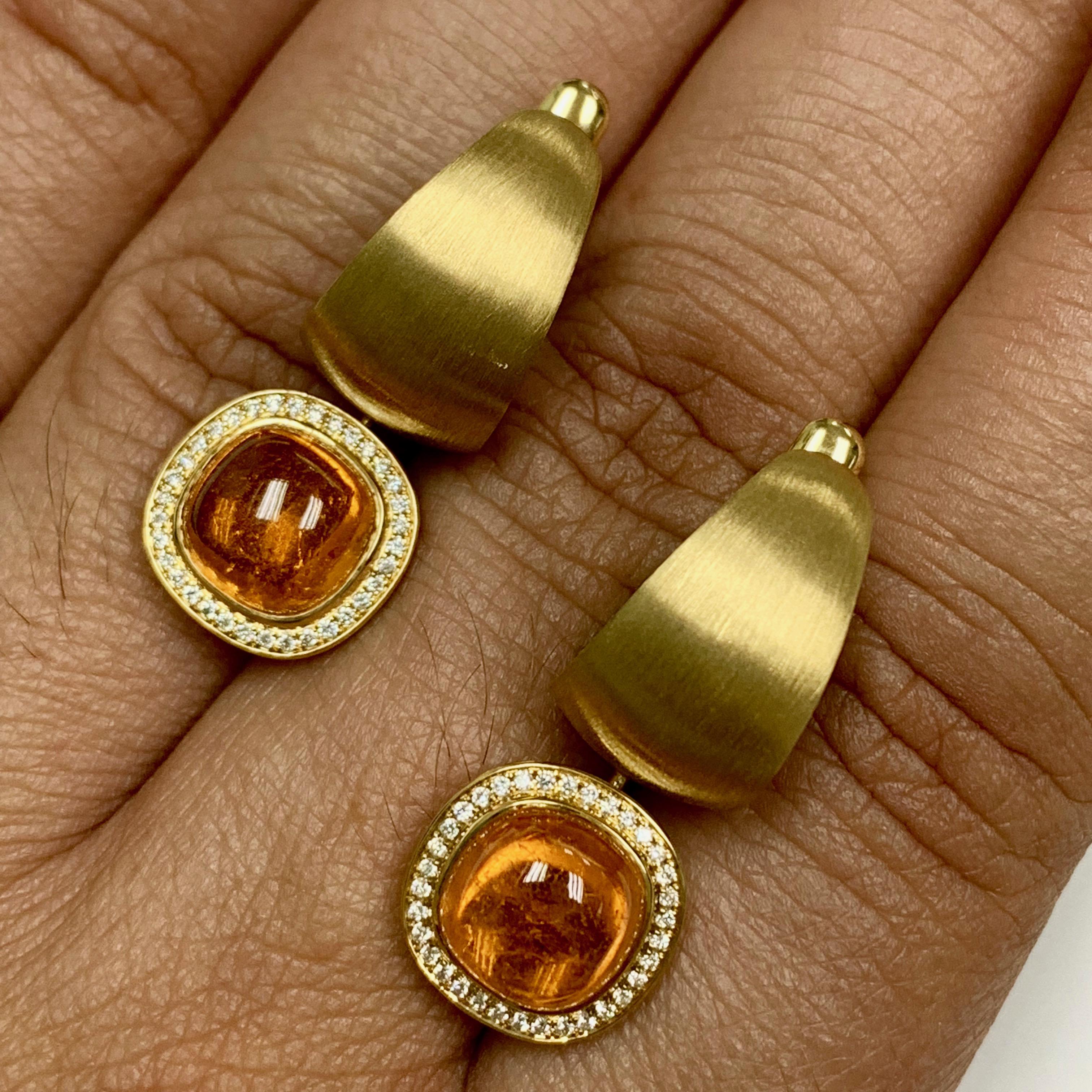 Diamond Mandarin Garnet 18 Karat Yellow Gold Kaleidoscope Enamel Earrings

Please take a look at one of our trade mark texture in Kaleidoscope Collection - 