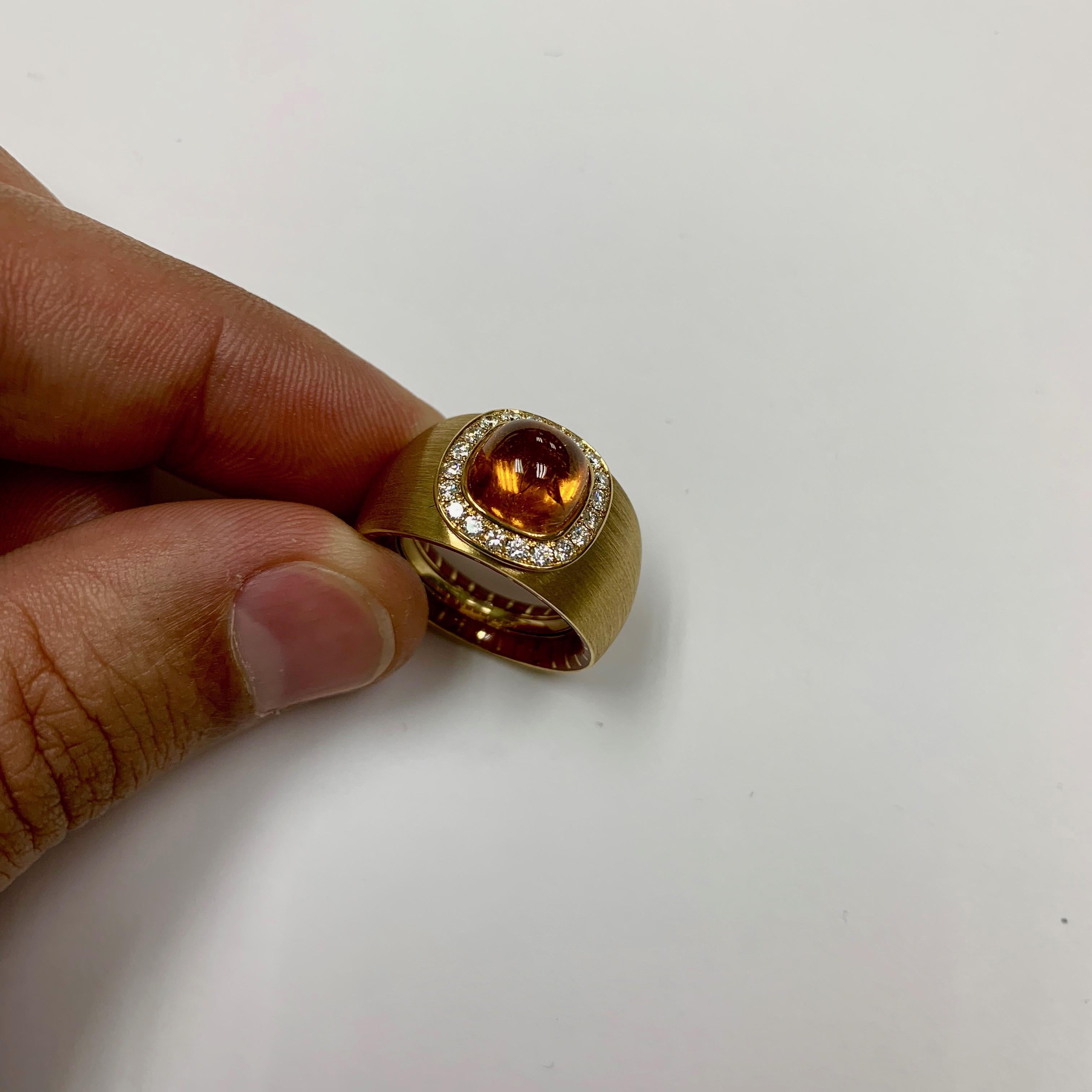 Diamond Mandarin Garnet 18 Karat Yellow Gold Kaleidoscope Enamel Ring

Please take a look at one of our trade mark texture in Kaleidoscope Collection - 