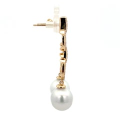 Diamond Mariner Link South Sea Pearl Drop Earrings 0.57 Carats 9-10 MM 3.8 Grams