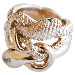 Diamond Marquis Snake Ring Emerald Ruby Victorian Style J Dauphin