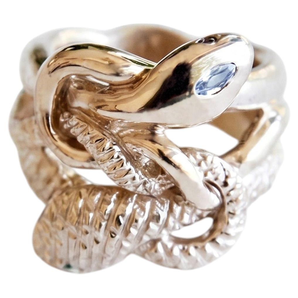 Anello a forma di serpente con zaffiro, smeraldo e rubino - Gioielli a forma di serpente - J Dauphin