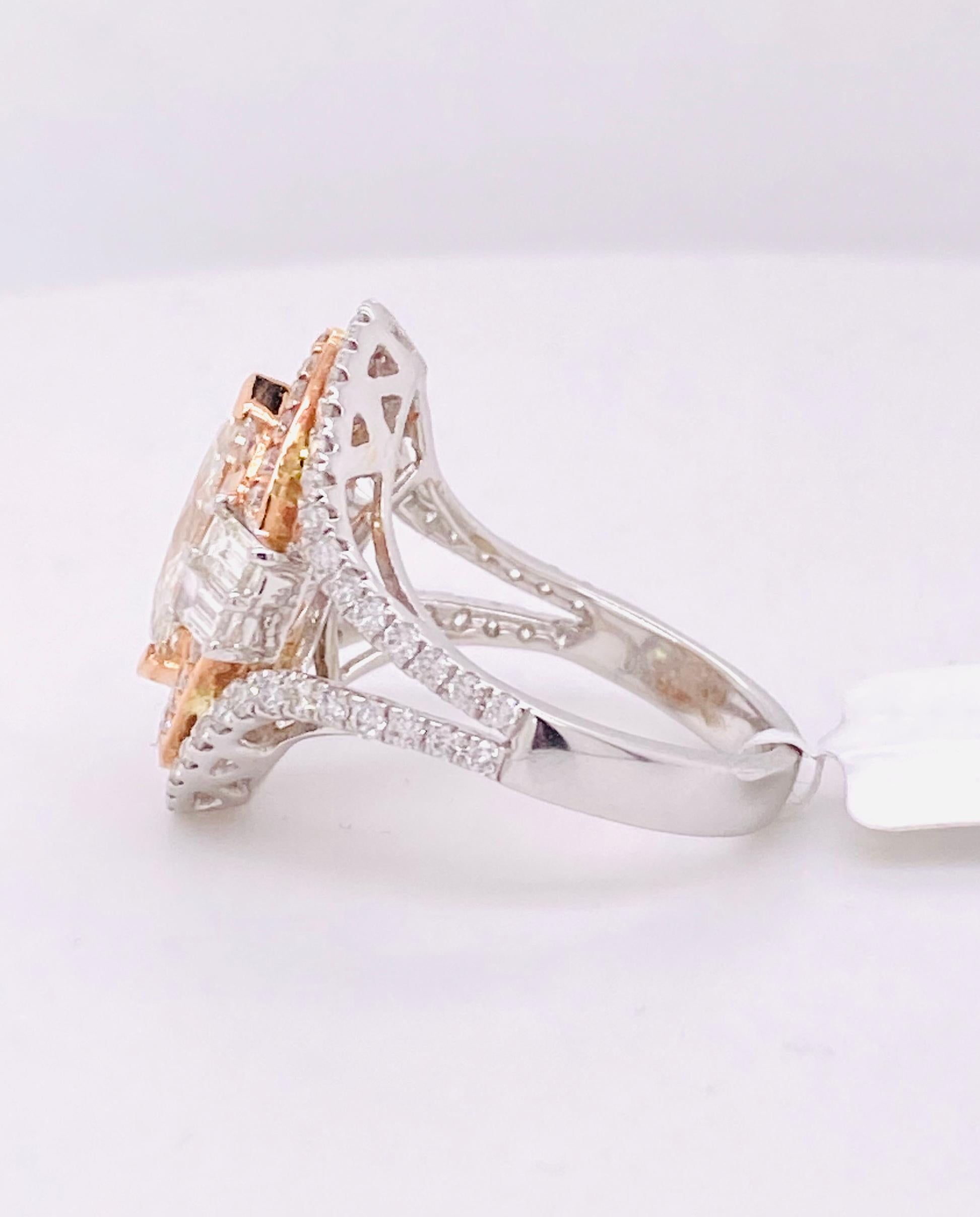 Marquise Cut Diamond Marquise and Baguettes Split Shank Engagement Ring