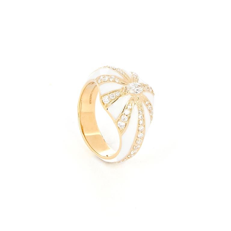 For Sale:  Diamond Marquise and Enamel Signet Ring 2