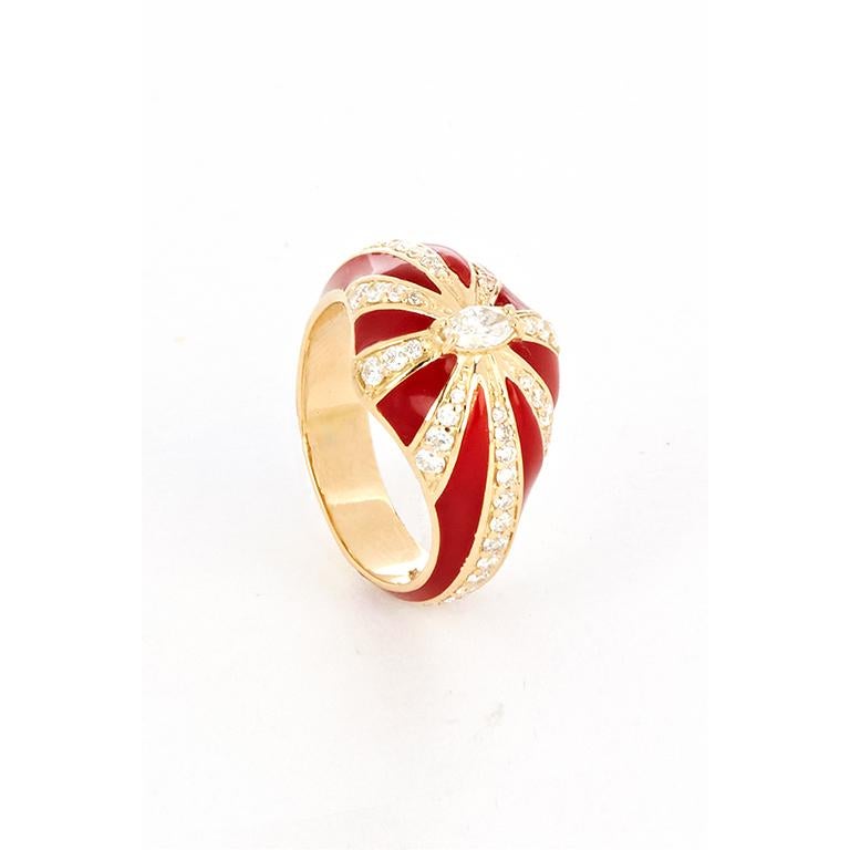 For Sale:  Diamond Marquise and Enamel Signet Ring 4