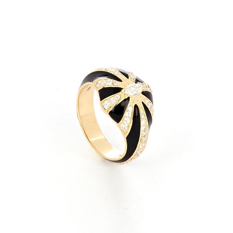 For Sale:  Diamond Marquise and Enamel Signet Ring 6