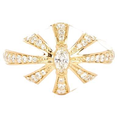 Diamond Marquise and Enamel Signet Ring