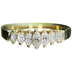 Diamond Marquise Anniversary Wedding Ring Is Made of Solid 18 Karat Gold
