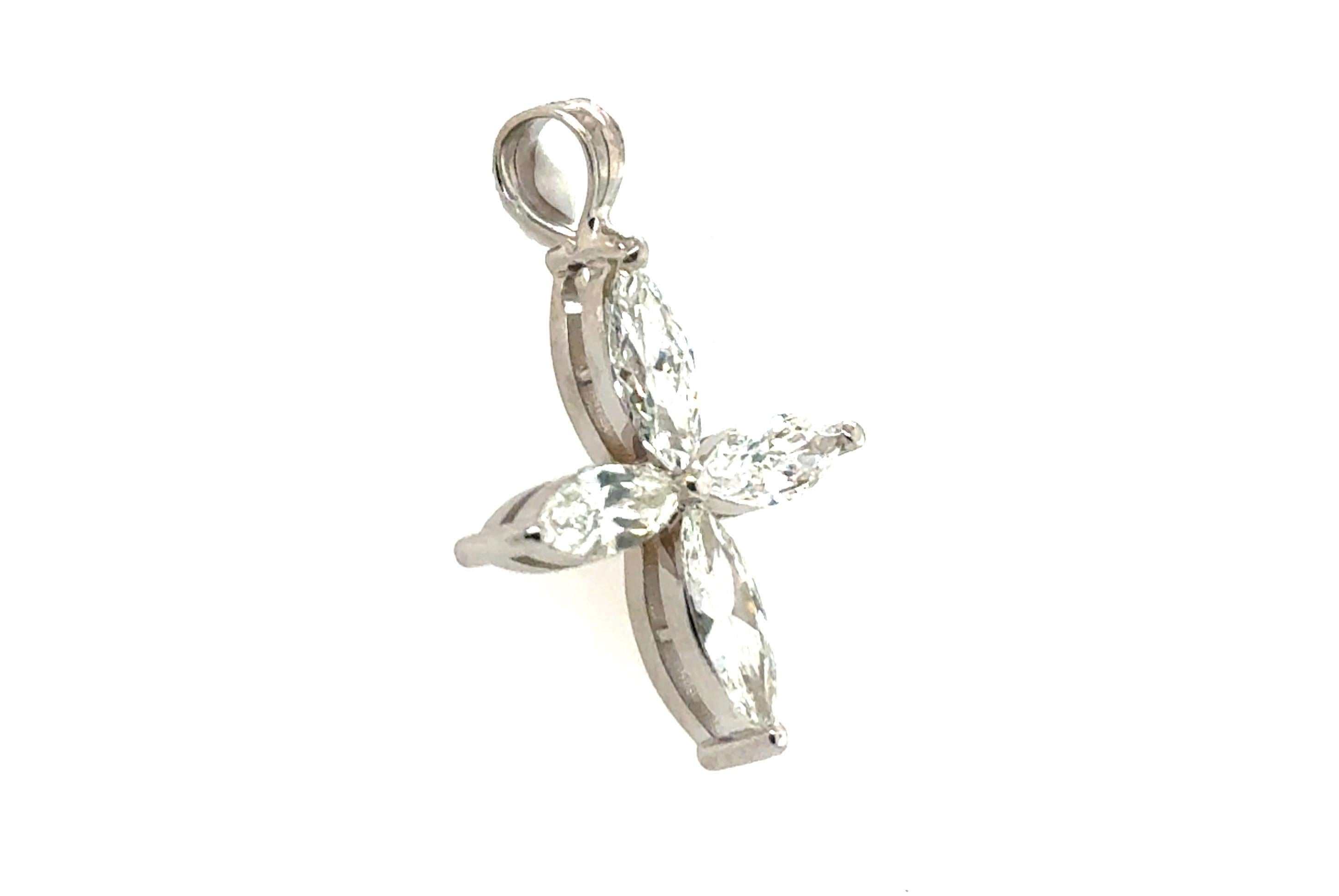 Diamond Marquise Cross Pendant Necklace .93ct 14K White Gold



Four Matching D-F VVS Marquise Cut Diamonds

Classic Cross Setting

Exquisitely Made in 14K White Gold

100% Real Natural Diamonds, Not Enhanced 

.93 Carat Diamond Weight

For That