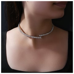 Diamond Marquise Cut 10.17 Ct Open Choker Necklace 14k White Gold