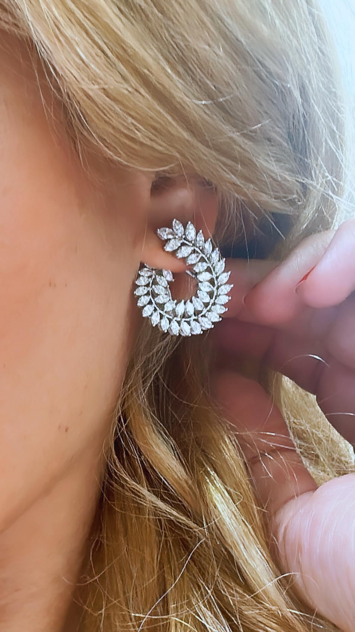 Statement-Ohrringe mit Diamanten im Marquise-Schliff 3,66 Karat tw (Moderne) im Angebot