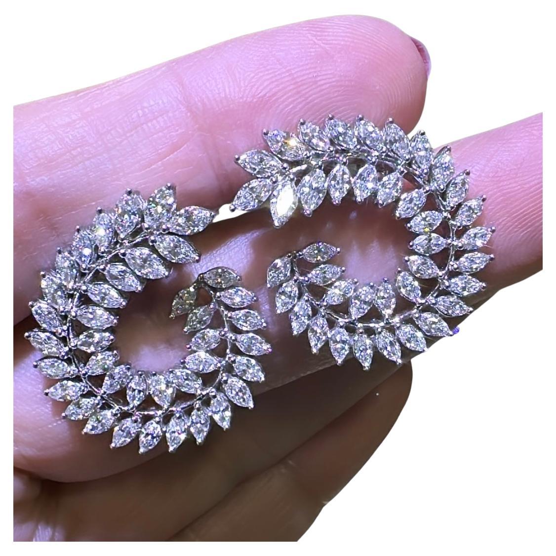 Statement-Ohrringe mit Diamanten im Marquise-Schliff 3,66 Karat tw im Angebot
