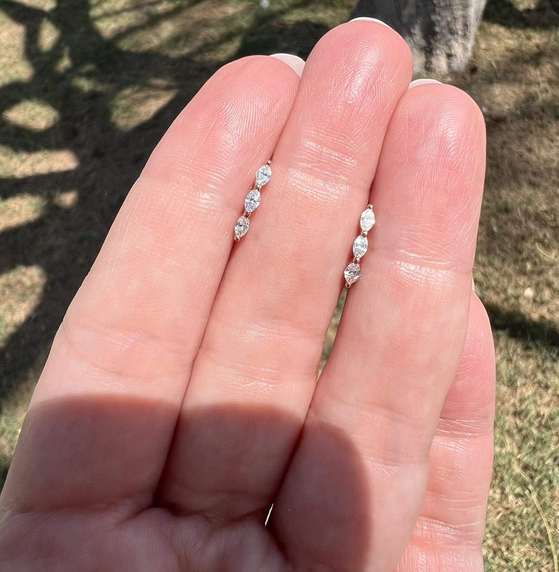 Taglio marquise Orecchini a goccia con diamante marquise in oro rosa 14 carati in vendita