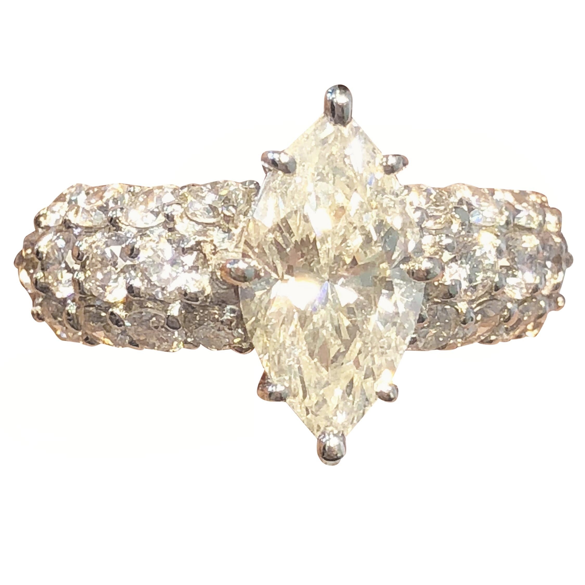 Diamond Marquise Engagement Ring in Platinum