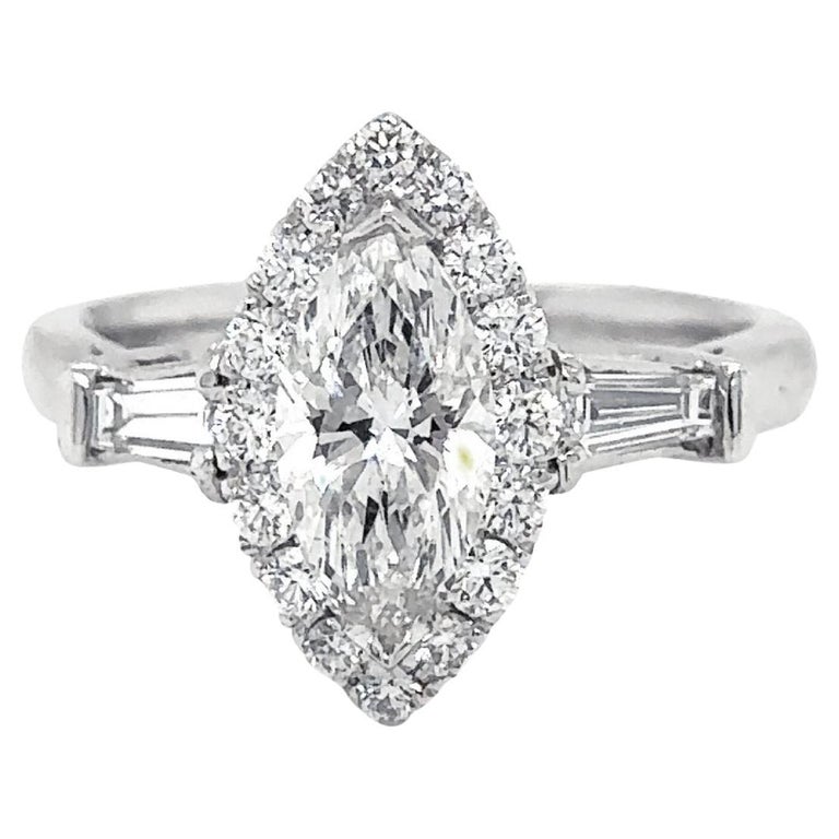 Diamond Marquise Engagement Ring with GIA Certificate For Sale at 1stDibs