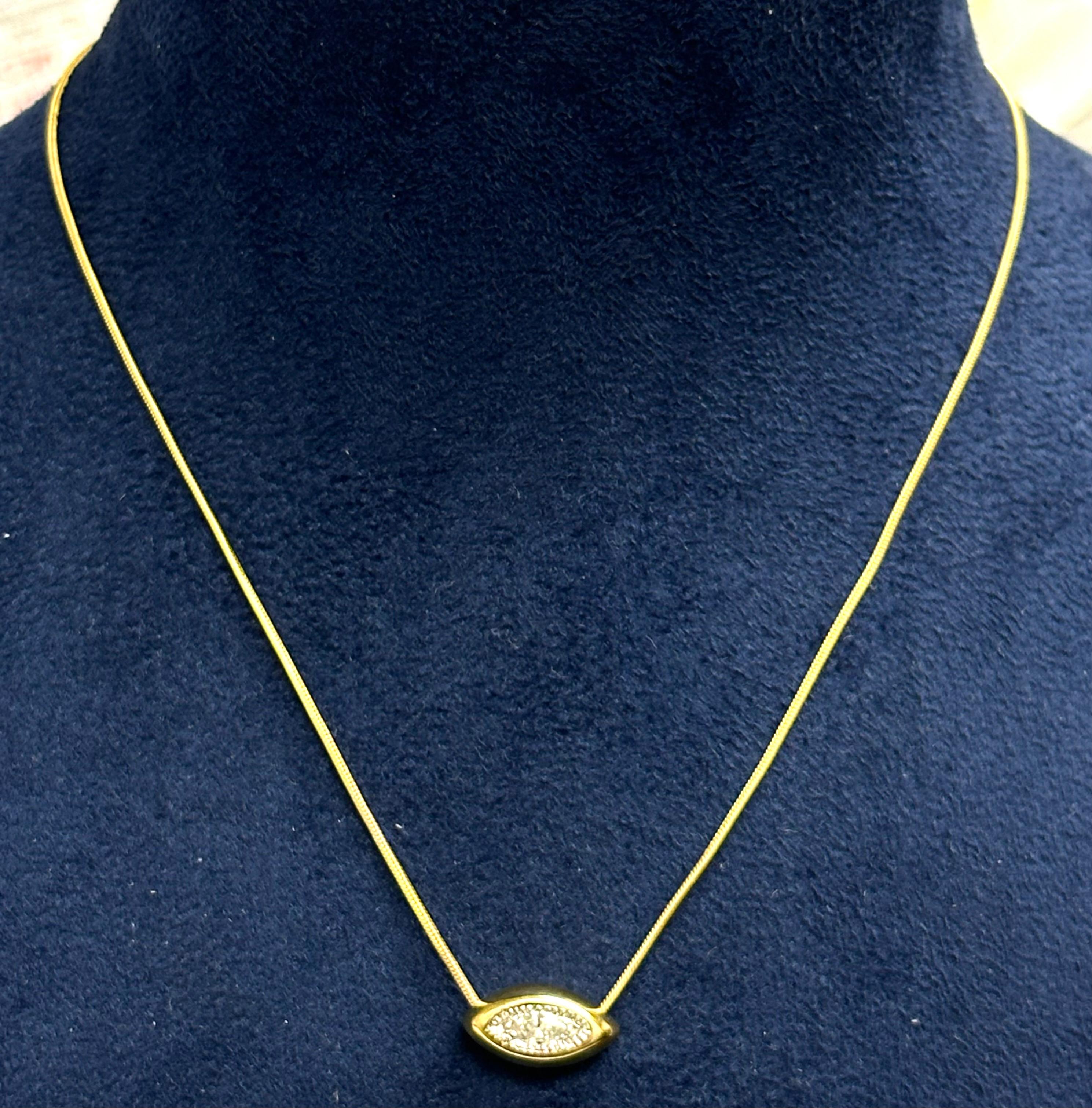 Marquise Cut Diamond Marquise Pendant Necklace in Yellow Gold For Sale