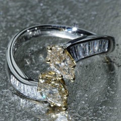 Diamond Marquise Platinum Gold Ring 1.11 ct 0.36 ct exclusive and excellent