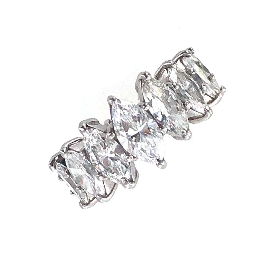 Modern Diamond Marquise Platinum Graduated Eternity Band Ring