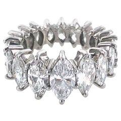 Vintage Diamond Marquise Platinum Graduated Eternity Band Ring