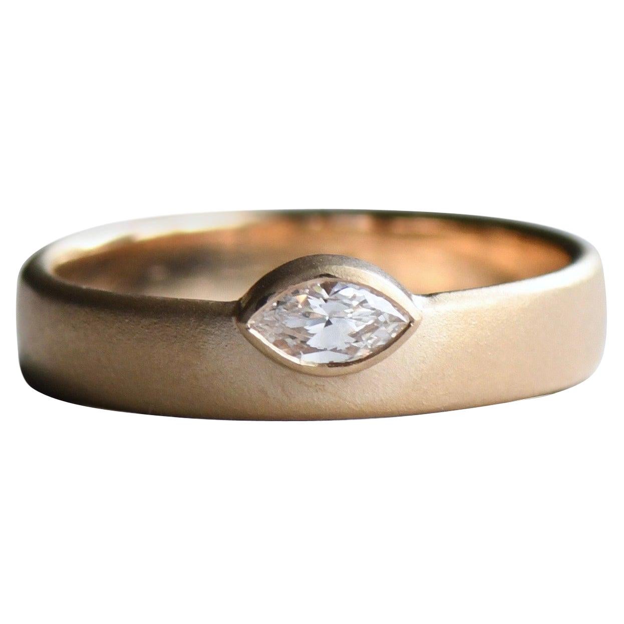 For Sale:  Diamond Marquise Ring, 14 Karat Wedding Band, 0.20 Carat Marquise Diamond