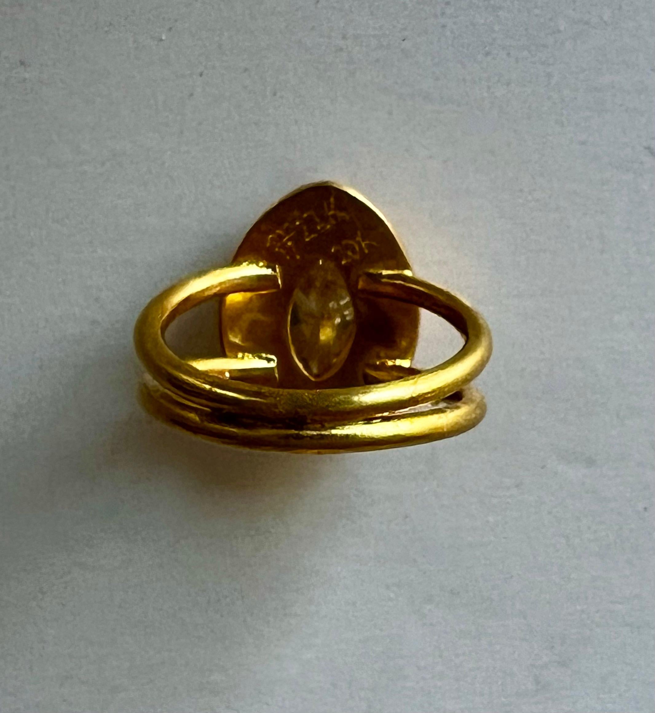 Diamant-Marquise-Ring aus 22 Karat Gold mit Diamant im Angebot 3