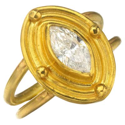 White Button Pearl Ring in 22 Karat Gold For Sale at 1stDibs | rupor ...