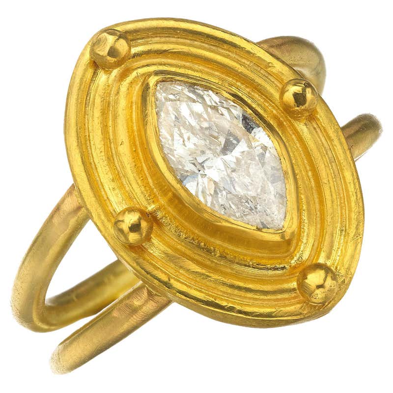 White Button Pearl Ring in 22 Karat Gold For Sale at 1stDibs | rupor ...