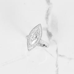 GIA Certified 3.03 Carat Diamond Marquise Ring With Diamond Setting