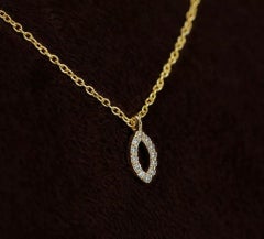 Diamond Marquise Shape Pendant with Dainty Layering Necklace in 14k Solid Gold