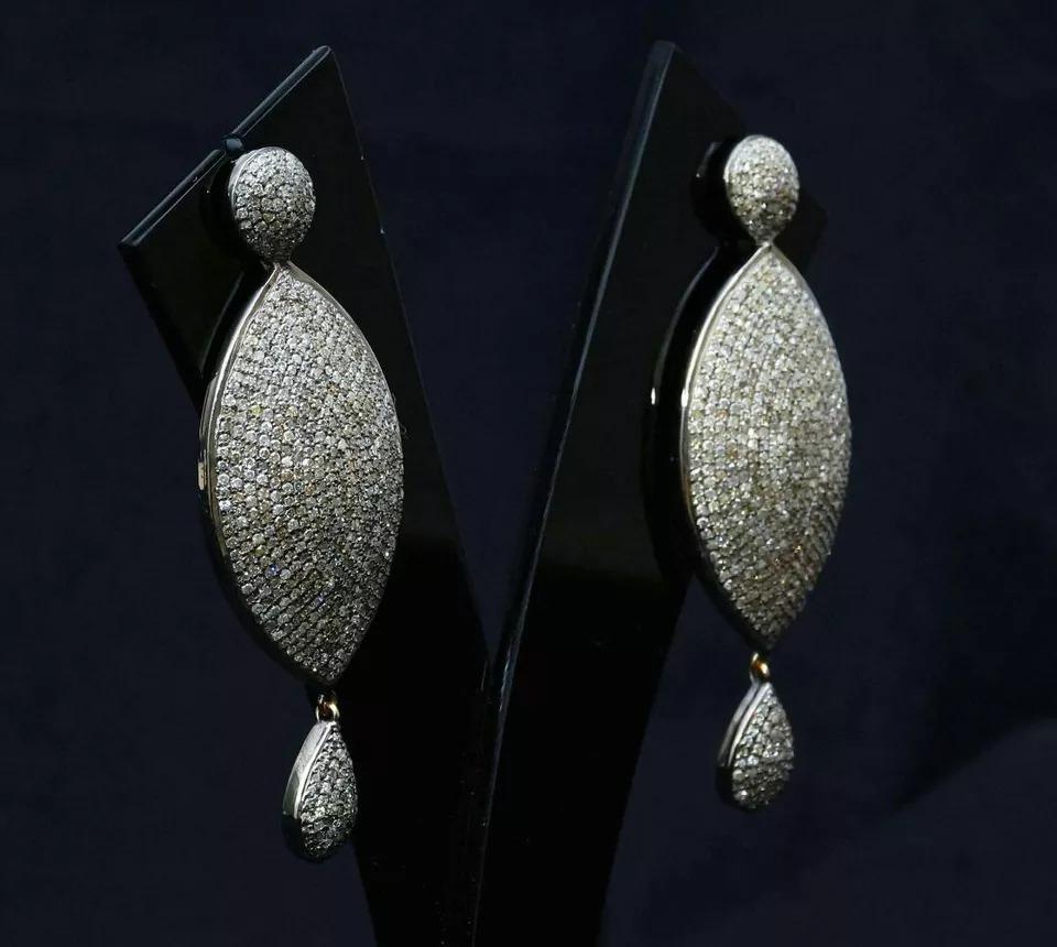 Taille Marquise Boucles d'oreilles fantaisie en argent 925 et diamant en forme de marquise en vente