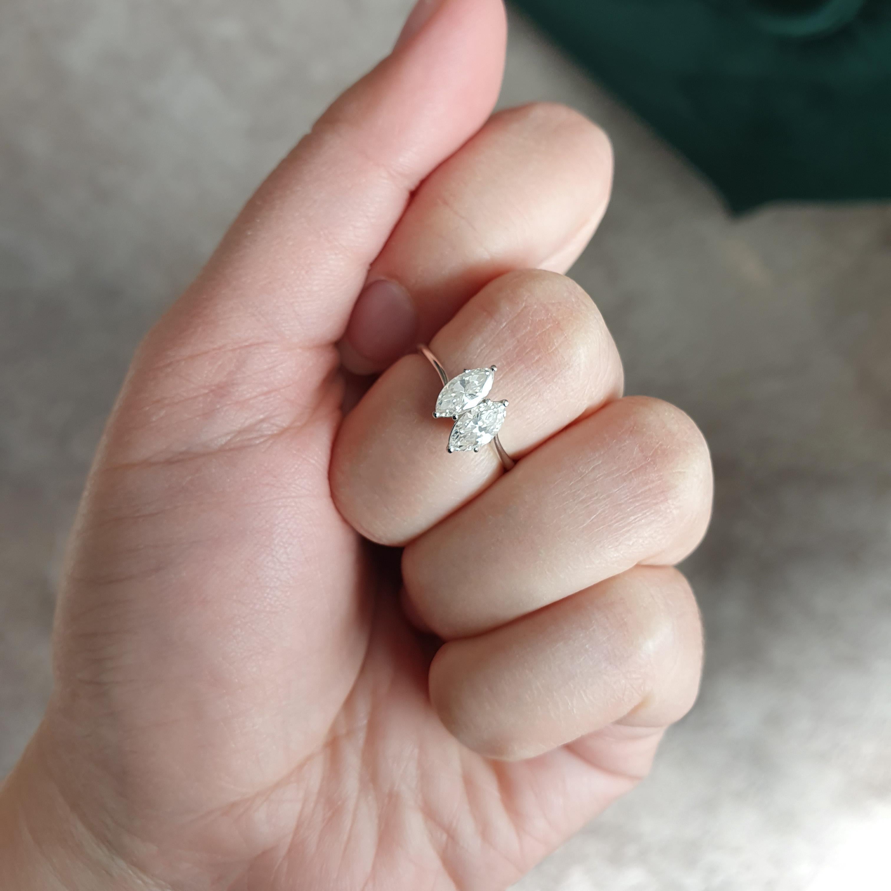 Diamond Marquise White Gold Ring For Sale 2
